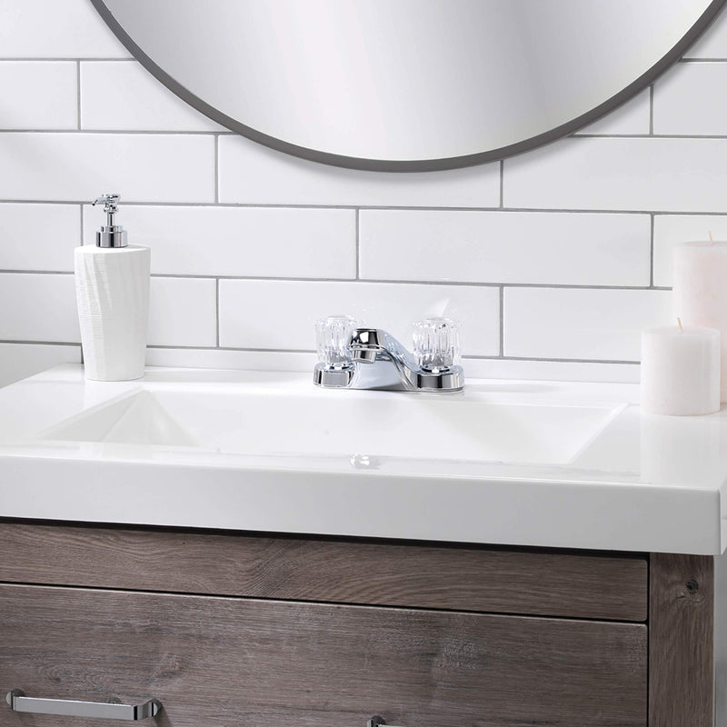 Aqua Vista 10-B421-AV Two Handle Bathroom Sink Faucet, Polished Chrome with Acrylic Round Knobs (Pack of 1)