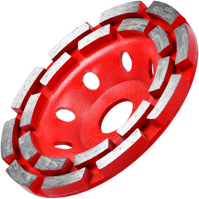 Diamond Cup Wheel 125 x 22.23 mm Double Row for Concrete Red | Diamond Grinding Pot, Cup Grinder and Grinding Wheel for Concrete, Natural Stone, Tile Adhesive, Granite, Masonry