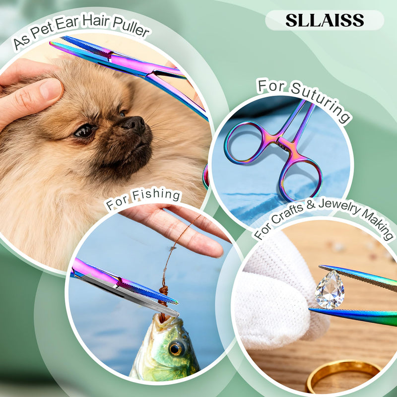 Sllaiss Piercing Ball Screw Piercing Pliers 316L Surgical Steel | Piercing Change Set Stainless Steel for Piercing Jewelery Change Aid Ear Nose Septum for Fishing DIY Craft Pet Care Colorful