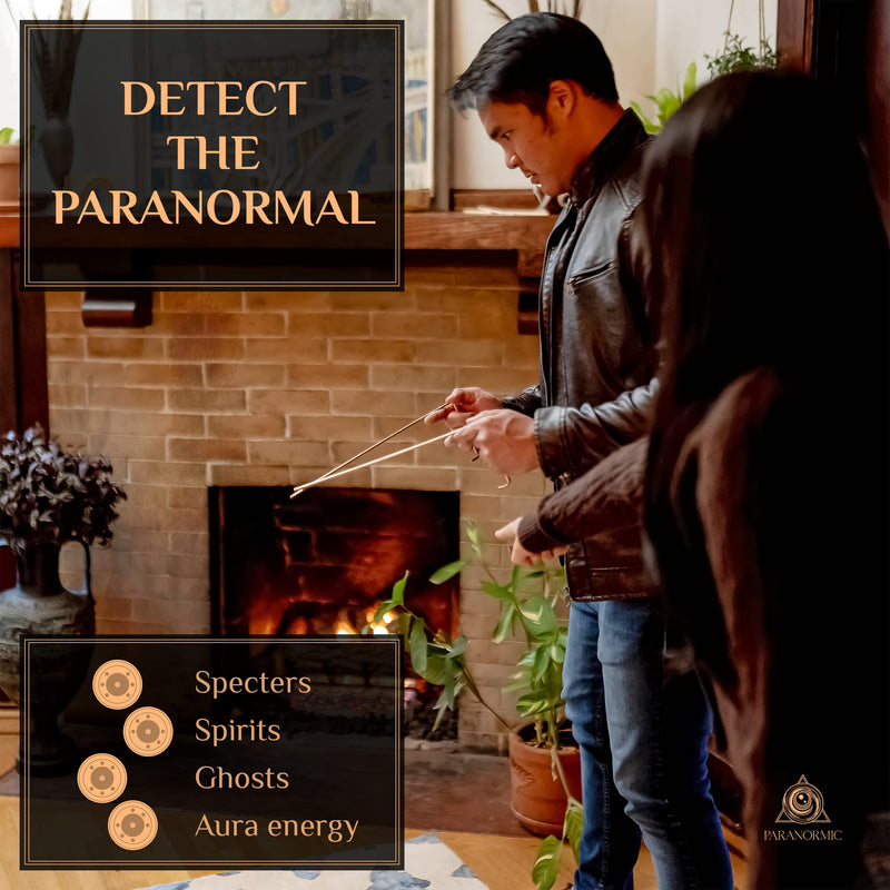 99.9% Pure Copper Dowsing Rods Kit – Ghost Hunting Equipment with Crystal Pendulum and Wooden Board for Spiritual Investigation