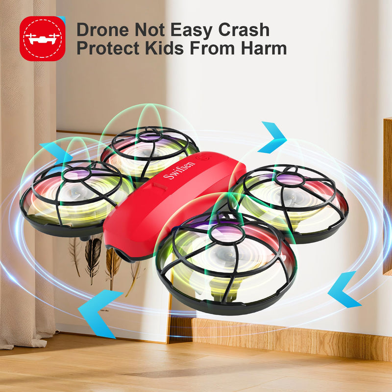 Drone with Camera for Kids and Beginner,Birthday Gift Toy for Boys and Girl,Indoor Quadcopter Plane for Boy,Small Helicopter with Auto Hovering, 3D Flips, Headless Mode,2 Batteries Red-With Camera