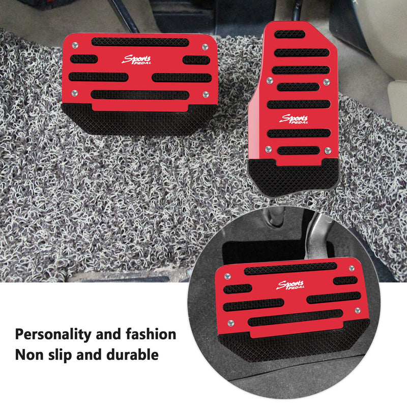 2PCS Car Pedal Covers - Premium Aluminum Alloy Non-Slip Gas and Brake Pedals Covers for Safe Driving - Universal Car Accessories Fits Car Truck SUV Van with Automatic Transmission (Red) Red