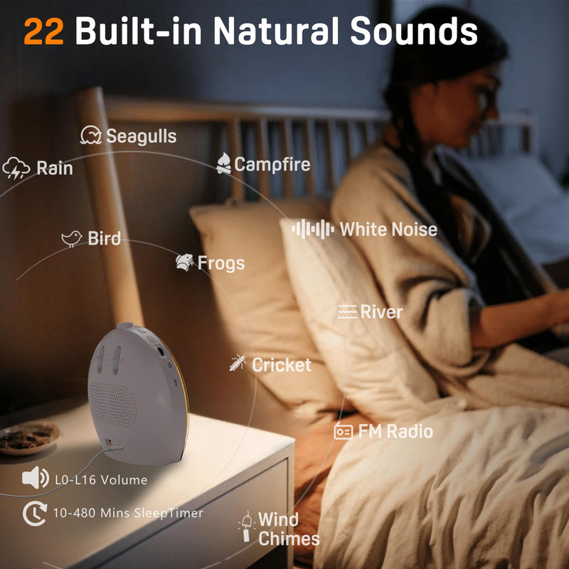 Wake Up Light Sunrise Alarm Clock for Kids, Heavy Sleepers, Bedroom, Bluetooth Speaker Sound Machine with 22 Natural Sounds, White Noise, Dual Alarms, FM Radio, 17 Color Night Lights, Ideal for Gift