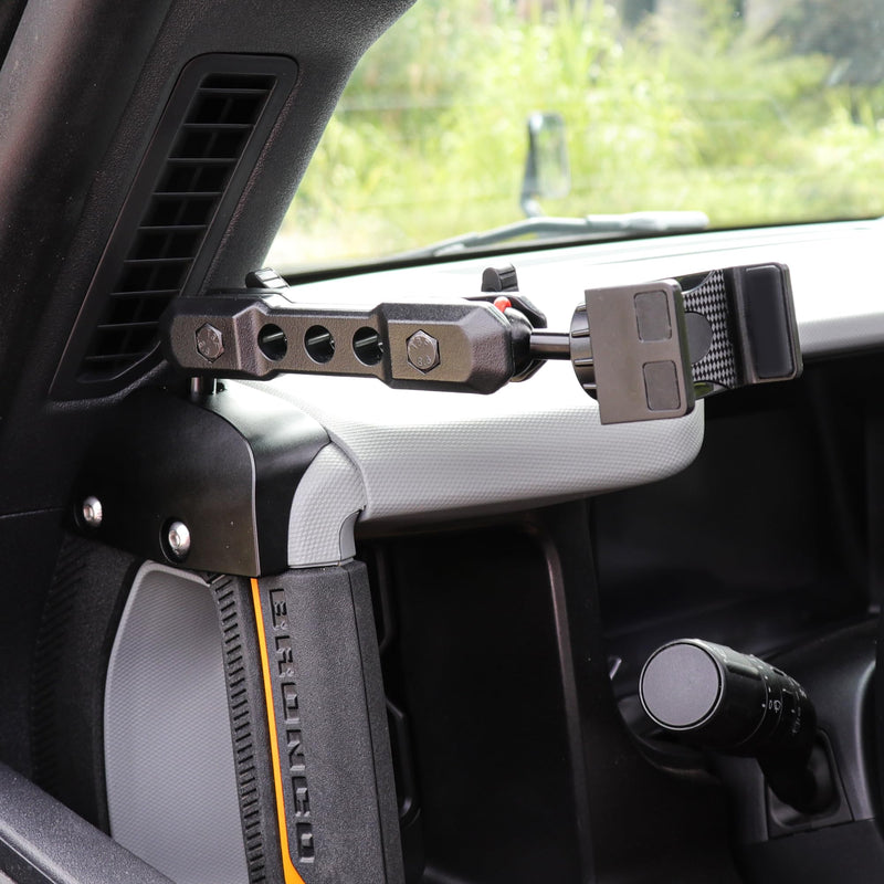 Dash Phone Mount Holder Driver Side Compatible with 2021 2022 2023 2024 2025 New Ford Bronco 2/4 Door Interior Accessories Dashboard Cell Phone Stand 360° Adjustable Aluminum Smartphone Bracket