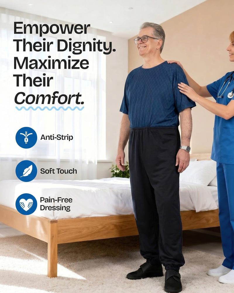 Ovidis Dementia Clothes - Alzheimers Anti-Strip Jumpsuit with Back-Zipper for Elderly Men - Bobby Medium Starlight