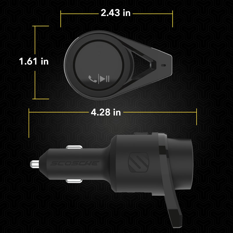 Scosche BTFM9 FM Bluetooth Transmitter Car, Dual 12W USB-C and USB-A Charging Ports, Fast Type C Car Charger, Wireless Radio Bluetooth Adapter, Hands-Free Car Kit for Calls, Siri and Google Assistant Dual Port 24W (1 USB-C + 1 USB-A) Black
