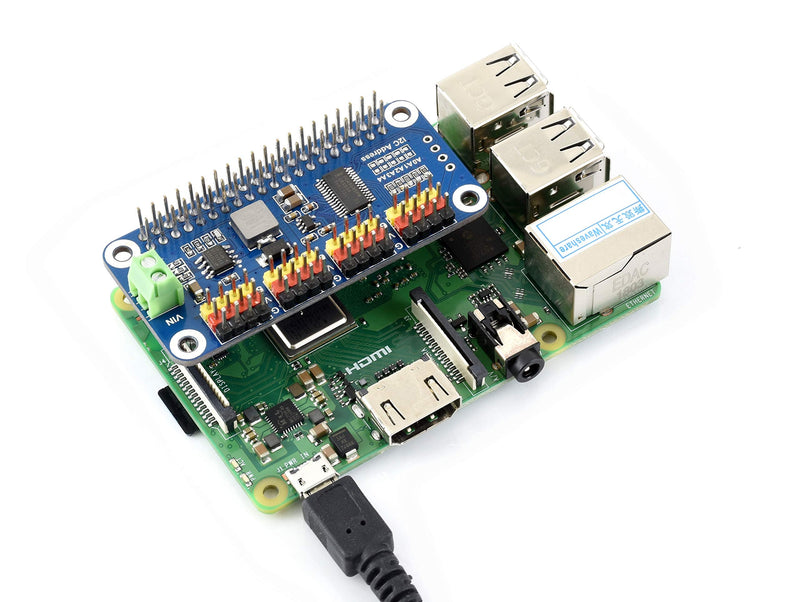 waveshare Servo Driver Hat for Raspberry Pi 3B+ 3B 2B Zero WH Zero W Zero 16 Channel PWM Outputs 12 Bit Resolution I2C Interface