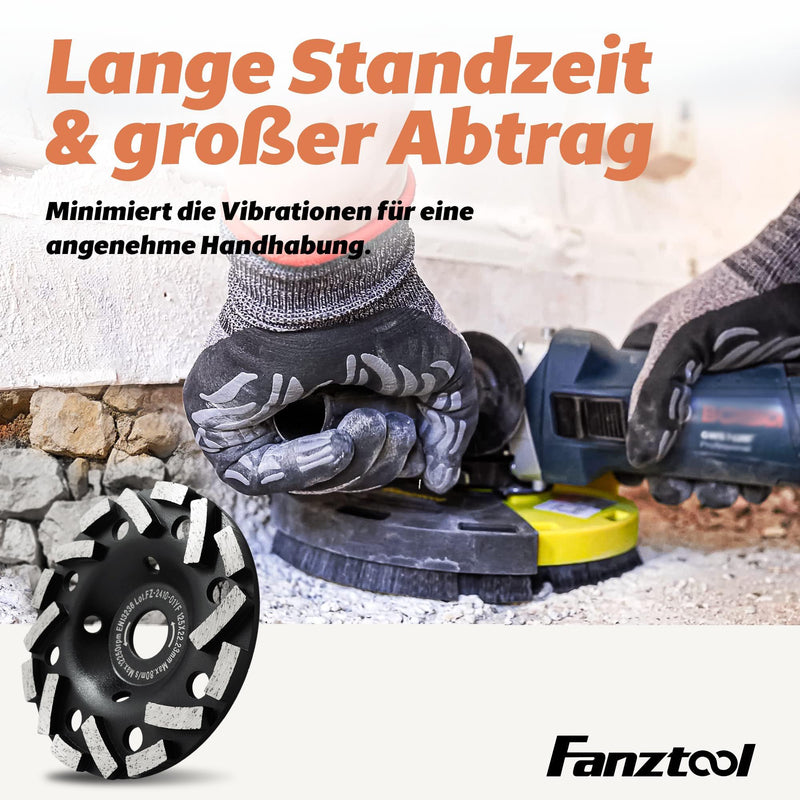 FANZTOOL Premium Diamond Cup Wheel Abrasive 125 mm x 22.2 mm Sanding Disc for Abrasive Building Materials, Screed, Plaster, Asphalt 125 mm - Diamond