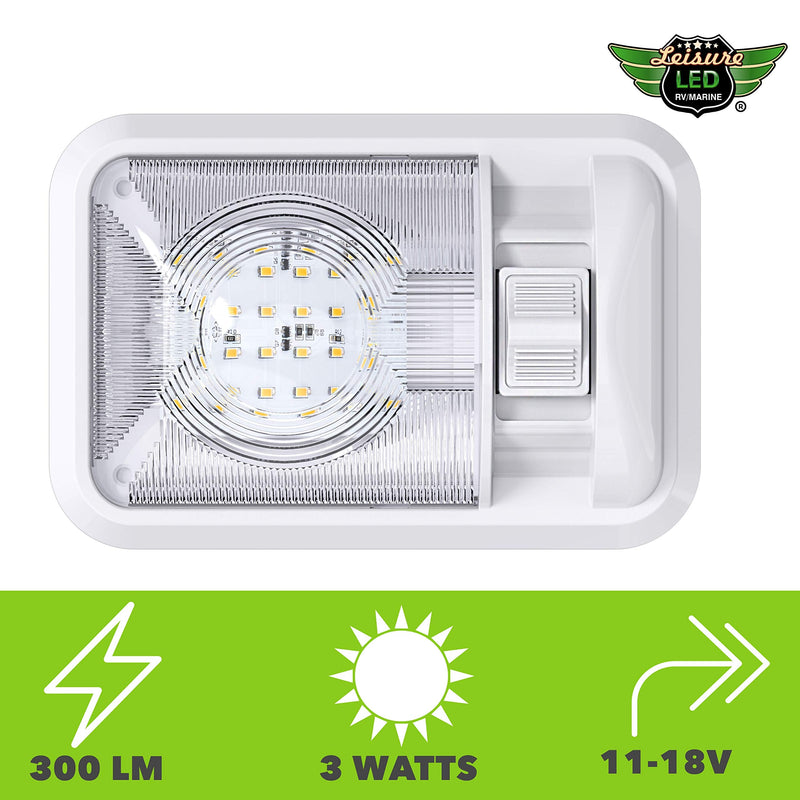 12V Led RV Ceiling Dome Light RV Interior Lighting for Trailer Camper with Switch, Single Dome 300LM