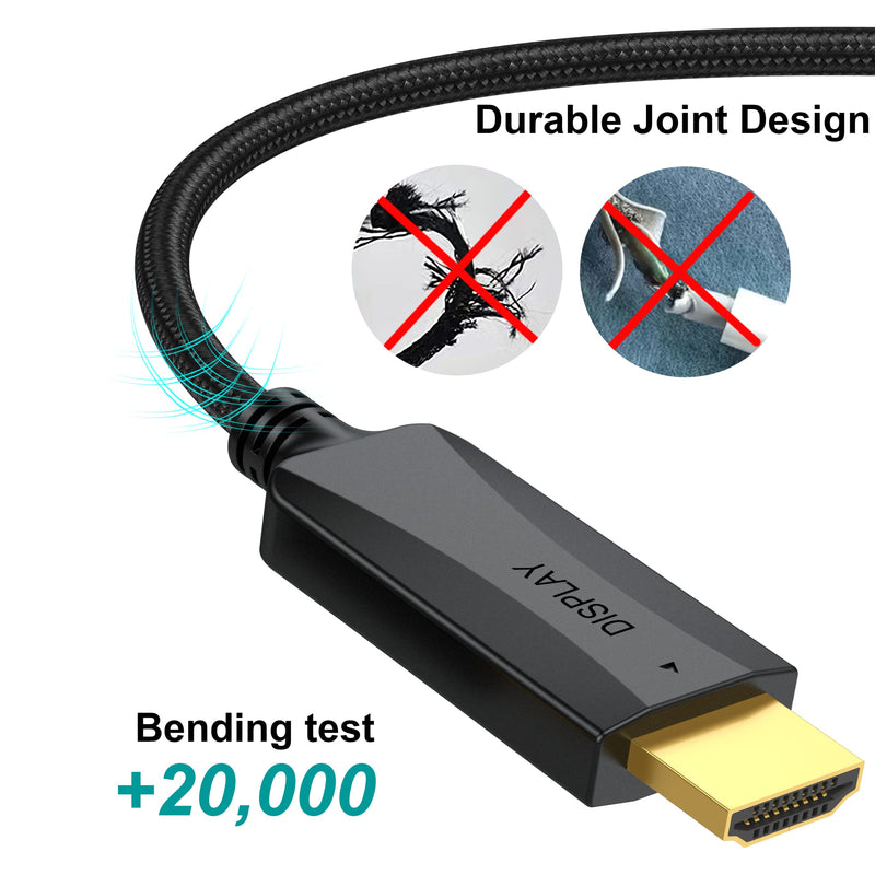 Thin DisplayPort to HDMI Cable 10-Pack, 3 FT 4K DP to HDMI Display Port Cord Adapter Male to Male Cord (UHD 4K, 2K, 1080P) Gold-Plated Braided Compatible with Dell, HP, Insignia, ASUS, AMD and More 3FT/0.9M Black