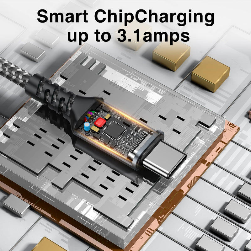 SIZUKA USB C Cable [3 Pieces 2 M] 3.1 A Charging Cable USB C Fast Charging Cable Type C | Fast Charge USB C Fast Charging Cable for iPhone 17 16 15 Pro Max, Galaxy S25 S24 S23, Pixel, MacBook, iPad, Xiaomi 2 m + 2 m + 2 m