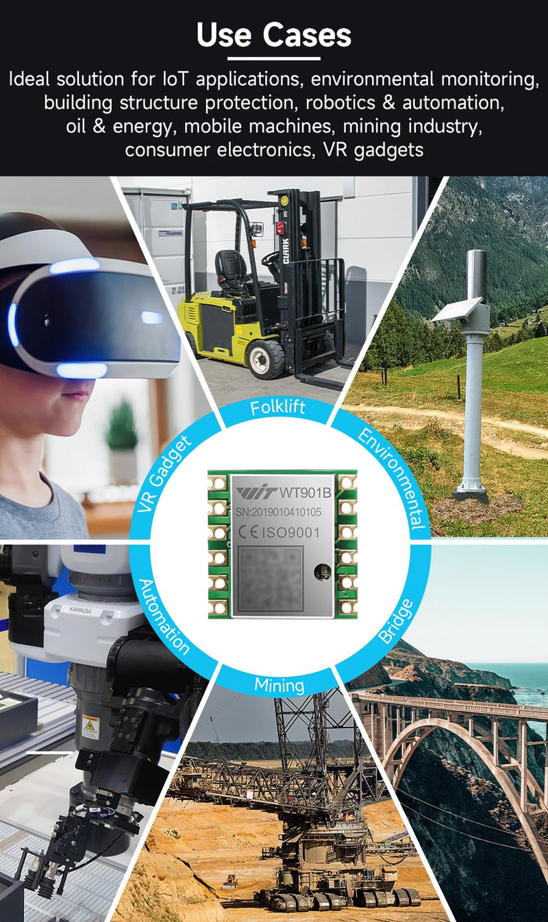 【10-Axis Barometer + Tilt Sensor】WT901B High Accuracy Accelerometer + Gyroscope + Angle + Magnetometer with Kalman Filtering, Three-axis MPU9250 AHRS IMU (IIC/TTL, 200Hz)