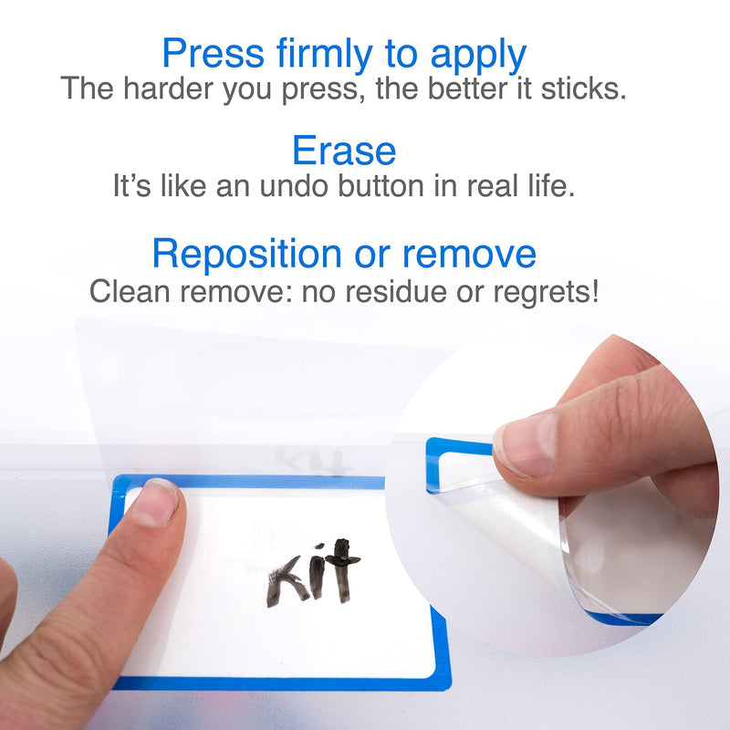 ChromaLabel 2 x 3 Inch Dry Erase Labels, Anti-Smear Protective Flap Dry Erase Stickers, Ideal Refrigerator Sticky Notes, 50 Stick On Labels per Roll - Case of 5 2" x 3" Pack of 5 With Protective Flap