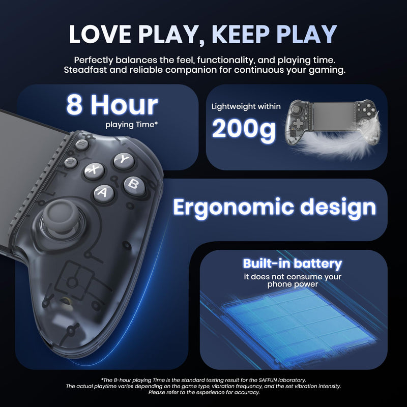 Wireless Mobile Gaming Controller for Android and iPhone, Switch - Play Console Games on Your Phone - Stream PC, Xbox, Play Station, Touch Screen Android Games, Hall Effect Joysticks, for Call of Duty
