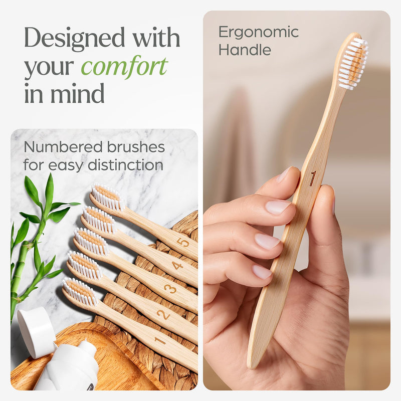 VIVAGO Bamboo Toothbrushes Bulk Soft Bristles (50 Pack) - Eco-Friendly, Natural Wooden Toothbrush 50 Count (Pack of 1)