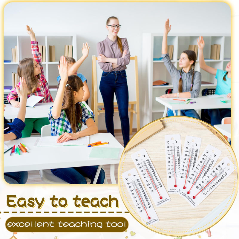 Maitys 50 Pcs Science Thermometers Mercury Free Student School Supplies Boiling Point Thermometers for Classroom Teaching Tools (White) White