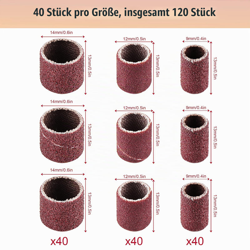 132-Piece Sanding Sleeve Set, 120 Sanding Belts for Dremel, 12 Sanding Rollers | For Dremel rotary tools, high-quality grain 60-240, universal use for wood, metal and plastic