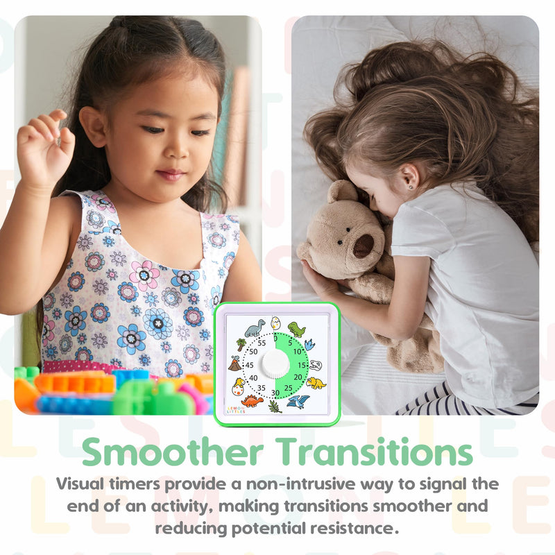 Visual Timer for Kids, Toddler, Autism, ADHD & Preschool Classroom - Animal Silent Countdown Timers - 60 Minute Productivity & Time Management Clock (Dinosaur) Dinosaur