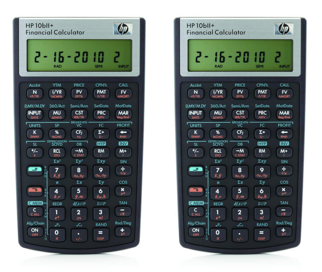 HP 10bII+ Financial Calculator (NW239AA), 2 Pack