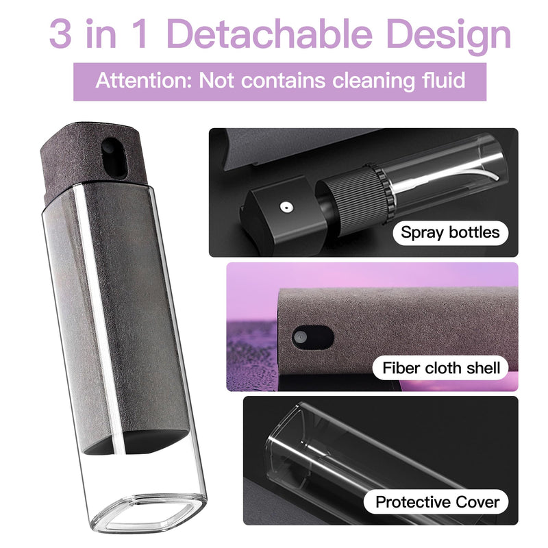 Screen Cleaner Kit 4 Pcs, Two in One Screen Cleaner Spray and Wipe, Touchscreen Mist Cleaner Spray Bottle for Phone/Laptop/Tablet/TV/Monitor/Car Screens 4 Pcs(Grey+Pink+Blue+Purple)