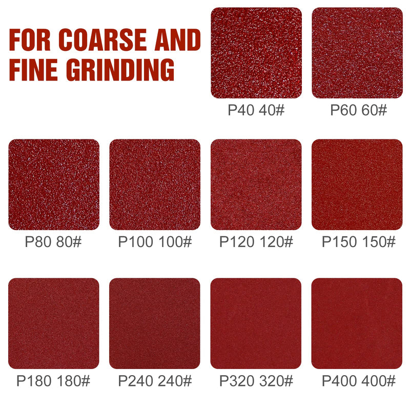 KONGMING Pack of 25 sandpaper 225 mm Velcro sanding discs 225 mm grit P40 10 holes in red for drywall sander eccentric sander sanding giraffe 40 25.0