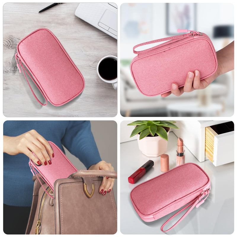 Travel Cable Organizer,Electronics Accessories Organizer Bag,Electronic Organizer Travel Universal Cable Organizer Electronics Accessories Bag for Charger, Phone, memory card,Travel Gadget Bag (Pink) Pink