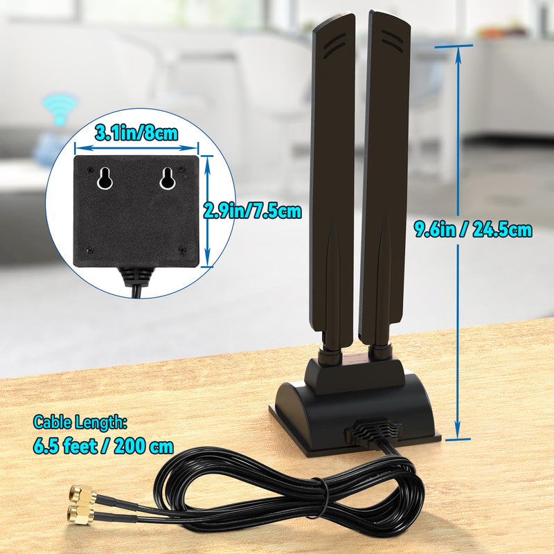 Eightwood WiFi 6E Antenna Tri-Band 6GHz 5GHz 2.4GHz RP-SMA WiFi Antenna Magnet Mount Base for PC Desktop Computer Motherboard WiFi Bluetooth Card Wireless Router RP-SMA WiFi 6E Antenna style 1