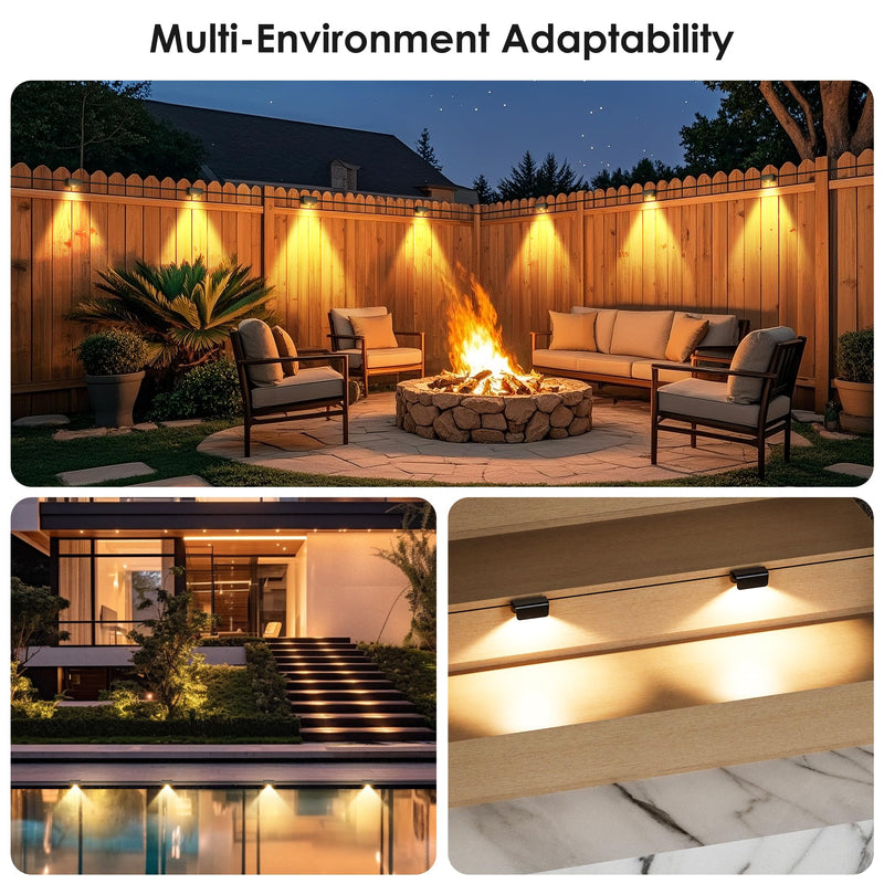 Fence Lights Outdoor, IP65 Waterproof Deck Light with 45.93ft Cable, Warm White Step Lights for Stairs, Step, Yard, Patio, and Pathway (10 Pack)