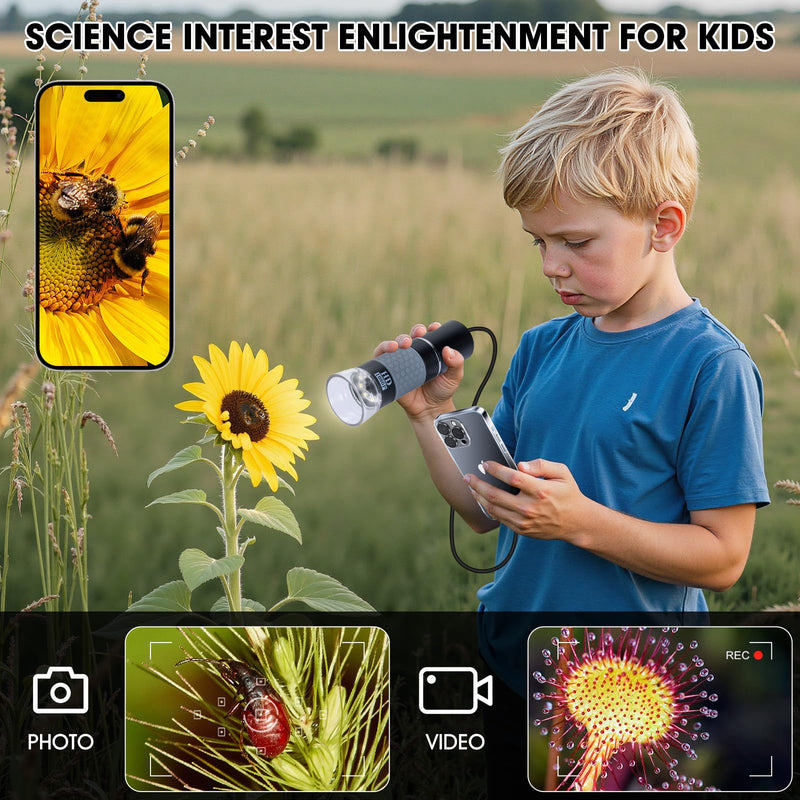 1080P USB Microscope with Metal Stand, 50X-1000X Handheld Digital Microscope Camera Compatible with iPhone/Android/Windows/Mac