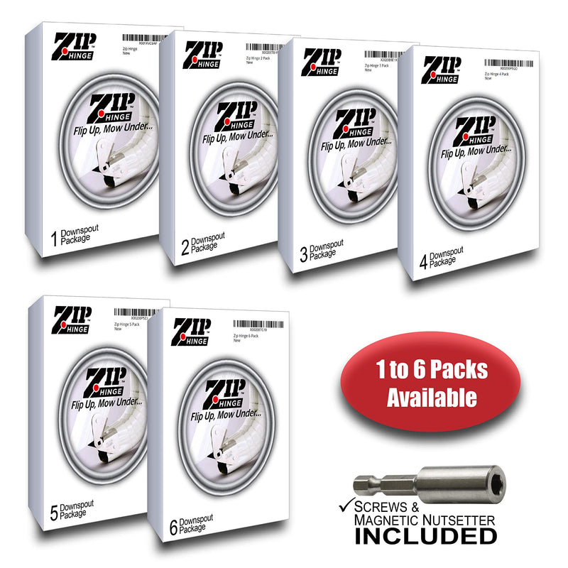 Zip Hinge Downspout Gutter Hinge (5 Pack) | Made in USA | Flip-Up Extension Hinge for Lawn Mowing | Fits Any Size Rectangle or Square Downspouts | Easy DIY Install, Hardware Included 5