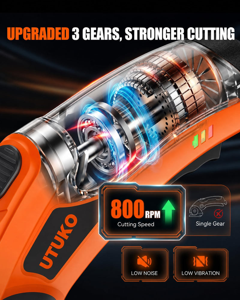 Electric Cardboard Cutter – Upgraded High-Power 800RPM Brushless Motor, 3500mAh Cordless Rechargeable Electric Scissors, Heavy Duty Box Cutter for Cardboard, Carton