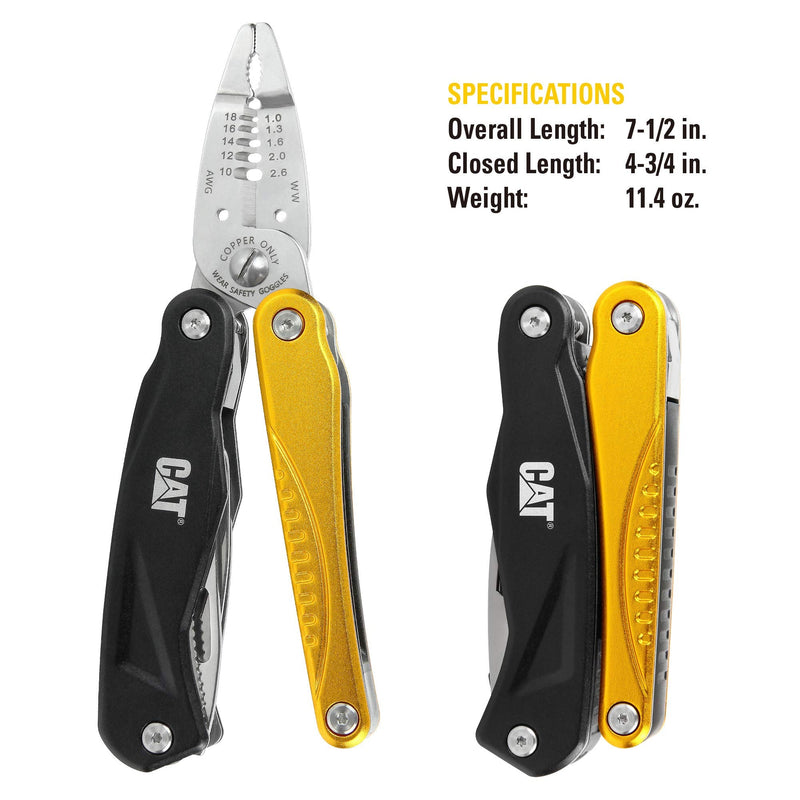 CAT 14-in-1 Multitool Pliers, Wire Stripper, Multi Purpose Electricians Pliers, Aluminum Handles and Stainless Steel Tools, Storage Pouch, Safety Lock - 980104