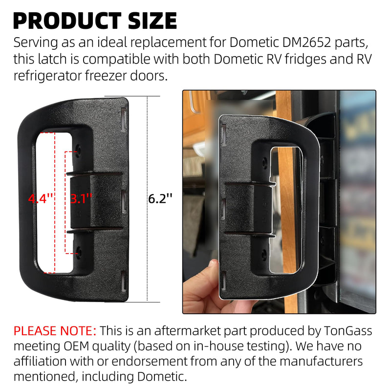 TonGass (2-Pack, Black RV Refrigerator Fridge Upper and Lower Door Handles Compatible with Dometic Fridge Upper and Lower Door DM2652 DM2852 DM2862 DM2662 and DM2663 2 Door Handle