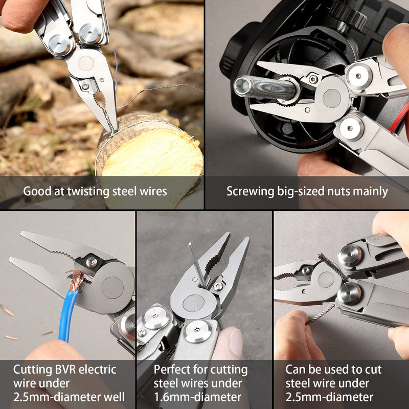 NexTool Flagship Pro Multitool, Foldable Utility Knife with Safety Locking, EDC Multitool with Pocket Knife, Full Size Scissors, Can Opener for Camping, Survival, Fishing, Cool Gifts for Men Sliver