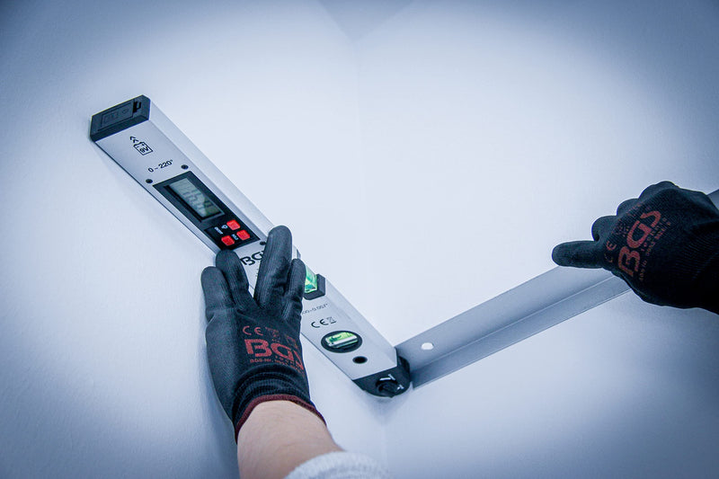 BGS 50440 | Digital LCD protractor with spirit level | 450mm | Angle bevel with locking function | Inclinometer