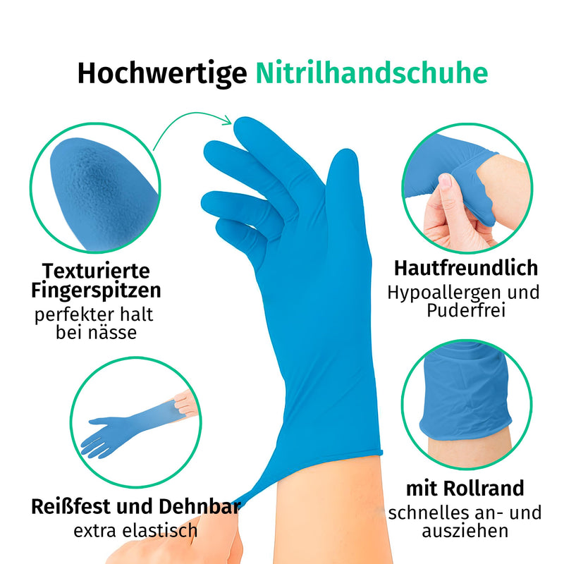 Disposable Nitrile Gloves, Box of 100 (L, Blue) | Powder-Free, Latex-Free, Non-Sterile | Powder-Free Disposable Gloves for Tattooing, Workshops, Kitchens, Cleaning...
