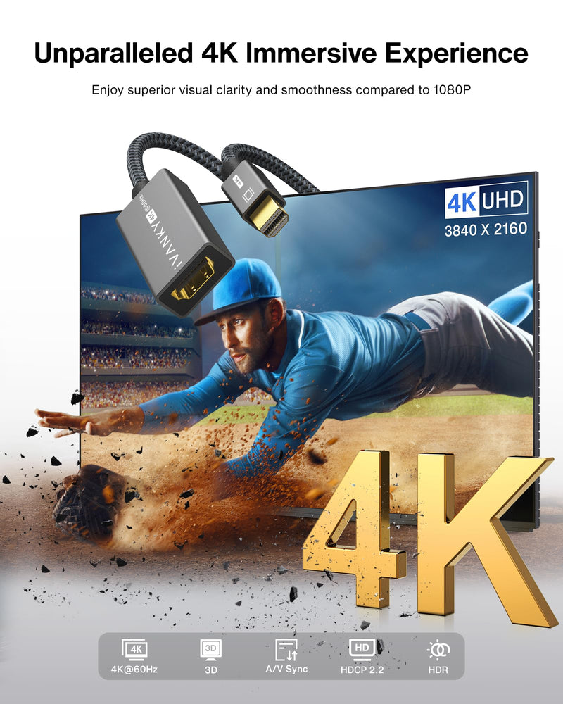 IVANKY 4K@60Hz Active Mini DisplayPort to HDMI Adapter 2Pack, Thunderbolt 1&2 to HDMI, Mini DP to HDMI Adapter for MacBook Air/Pro, Surface Pro/Dock/Book, Monitor, Projector-Grey 2 Pack-Grey