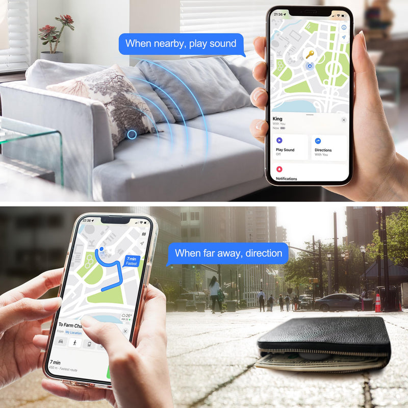 2 pack Smart Air Tracker for Apple Find My (iOS Only), Key Finder Item Locator for Luggage,Wallet,Bicycle and More, IPX6 Waterproof, Size 1.26 x 1.26 x 0.31 inches (Black) Black