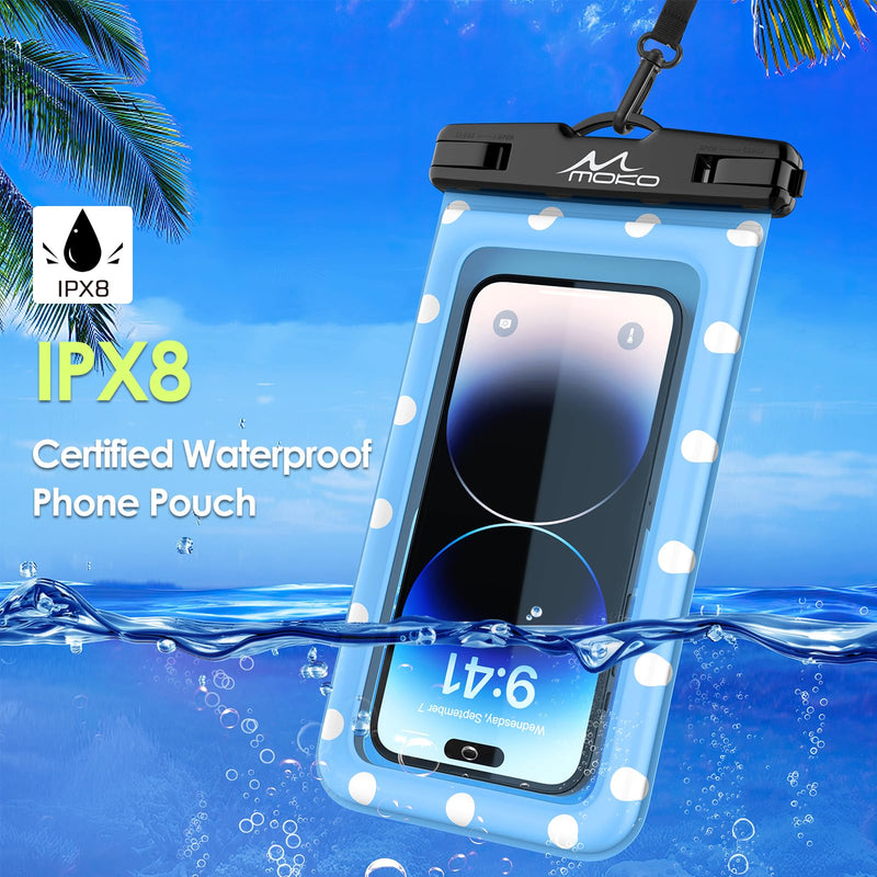 MoKo Large Waterproof Phone Pouch - 2 Pack Floating Water Protector Case Dry Bag with Detachable Lanyard