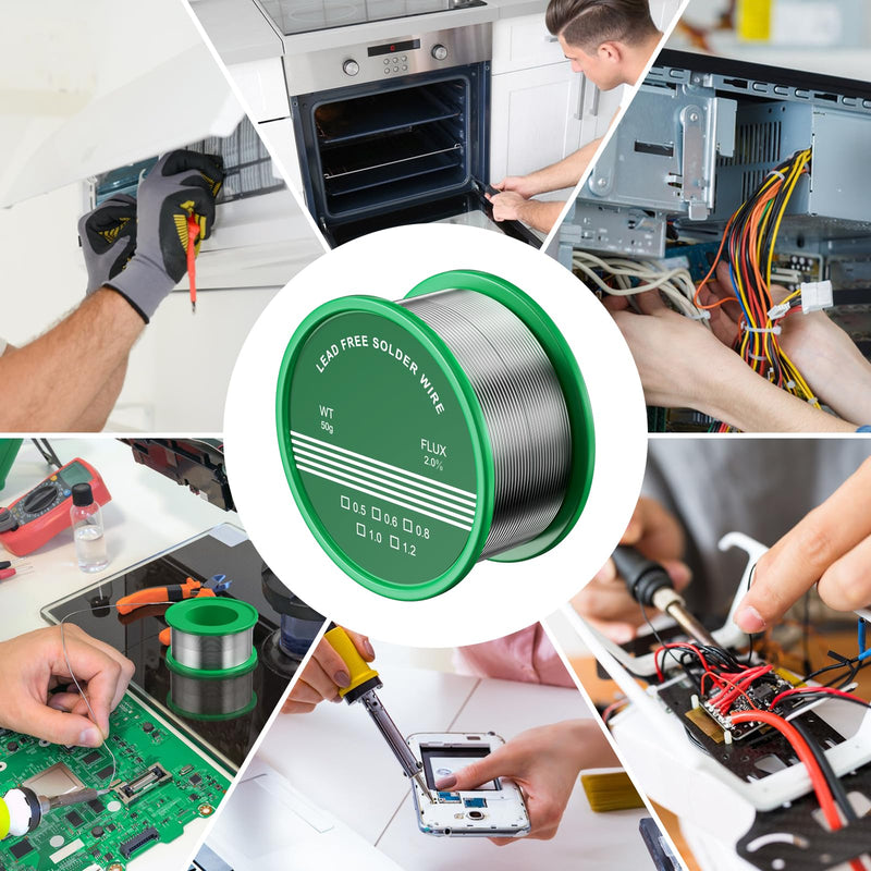 Magrimaxio Solder with flux, lead-free soldering wire with rosin core, lead-free soldering wire electronics, Sn99.3 Cu0.7, 50 g/1 mm, for repair, electric soldering, DIY