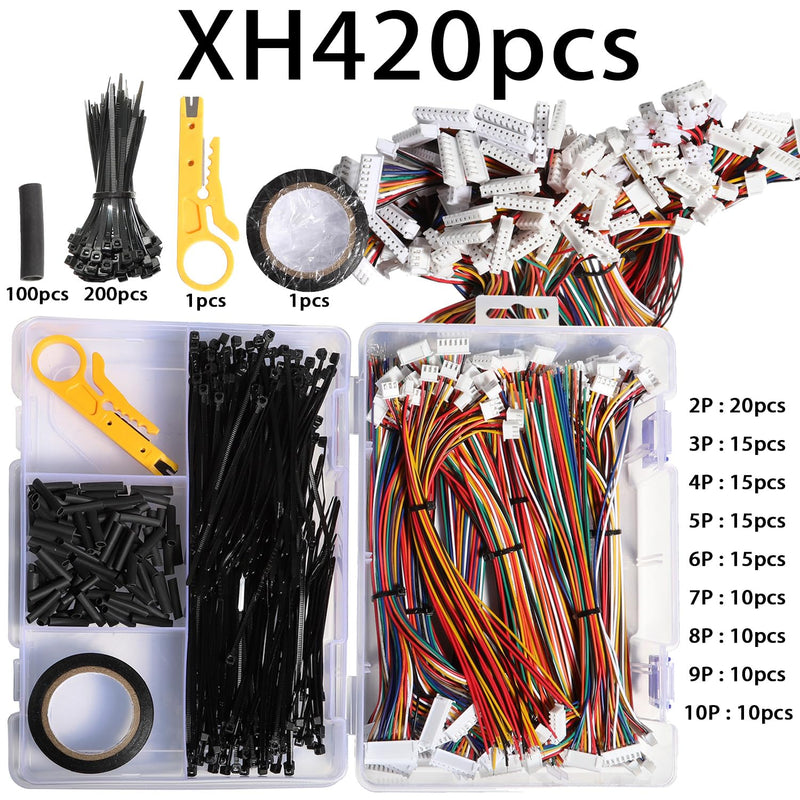 XH 2.54mm Plug Kit Pre-crimpePitch Male Female Sockets Plugs Silicone Cables Terminal Wires Plugd Cable Wire 2/3/4/5/6/7/8/9/10 Pin JST Adapter Compatible Connectors