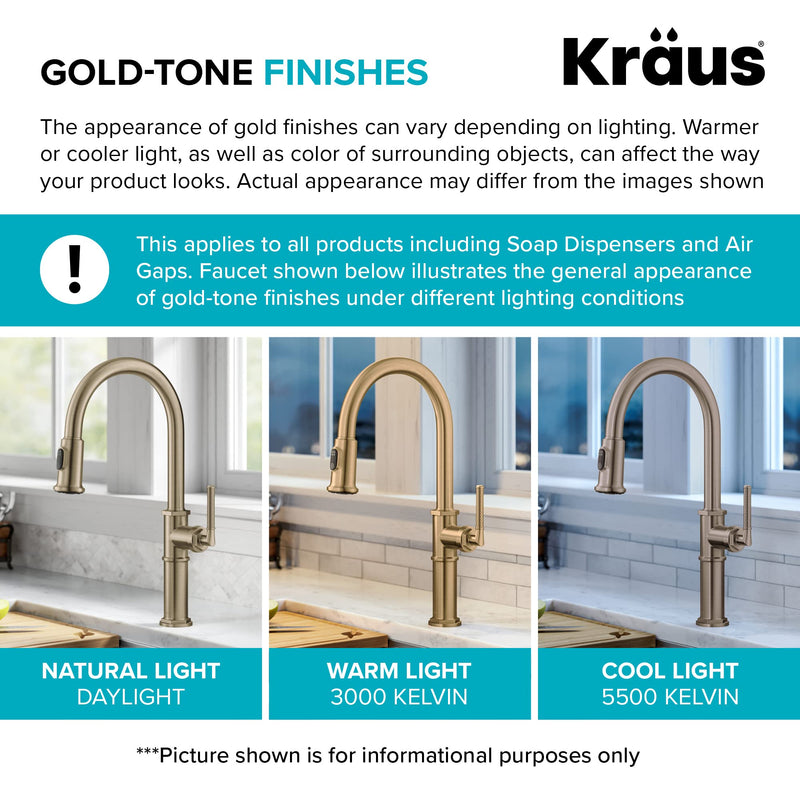 KRAUS Bathroom Sink Pop-Up Drain Assembly in Brushed Gold for Vessel Sinks and Sinks without Overflow, with Extended Thread for Thicker Countertops, PU-L10BG 10 3/4 Inch