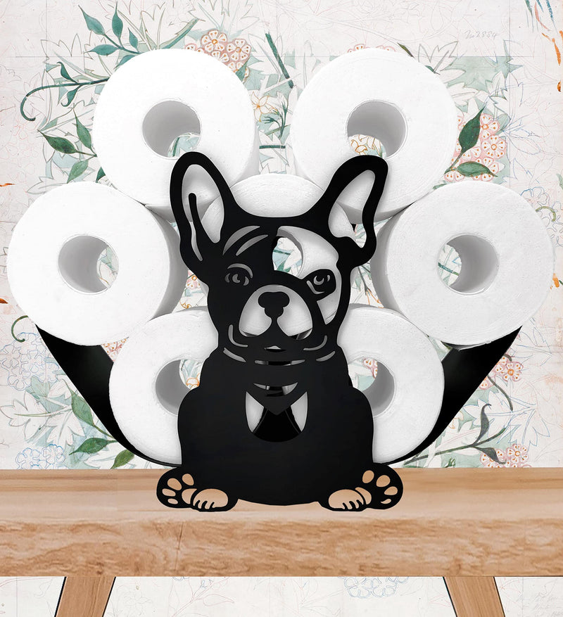 Metal Dog Paper Holders,Funny Black Animals Paper Storage Holders Stand for Indoor Bathrooms Kitchen,Novelty FreeStanding Toilet Rolls Storage Fit 8 Rolls,Practical and Convenient Dog 14.3"lx 4.7"wx9.7"h
