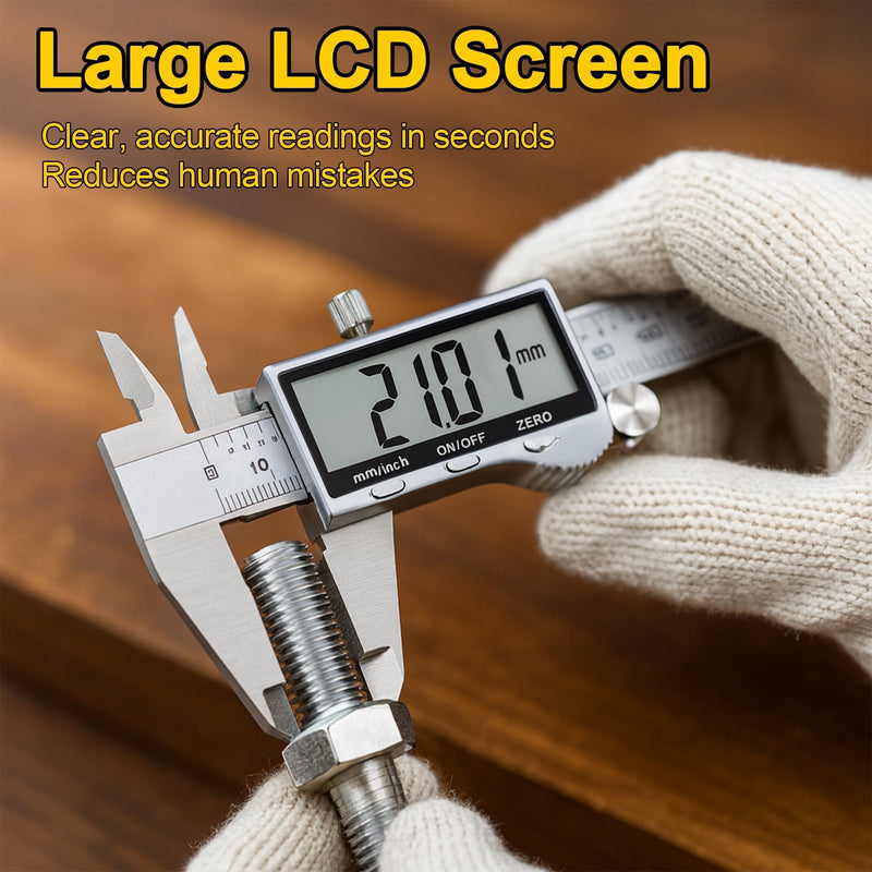 Vernier Calliper, Digital Calliper, 150 mm Calliper, Digital Stainless Steel with LCD Screen, Electronic Caliper Measuring Tools, Splash Protection, Dust Protection for Household and Industrial