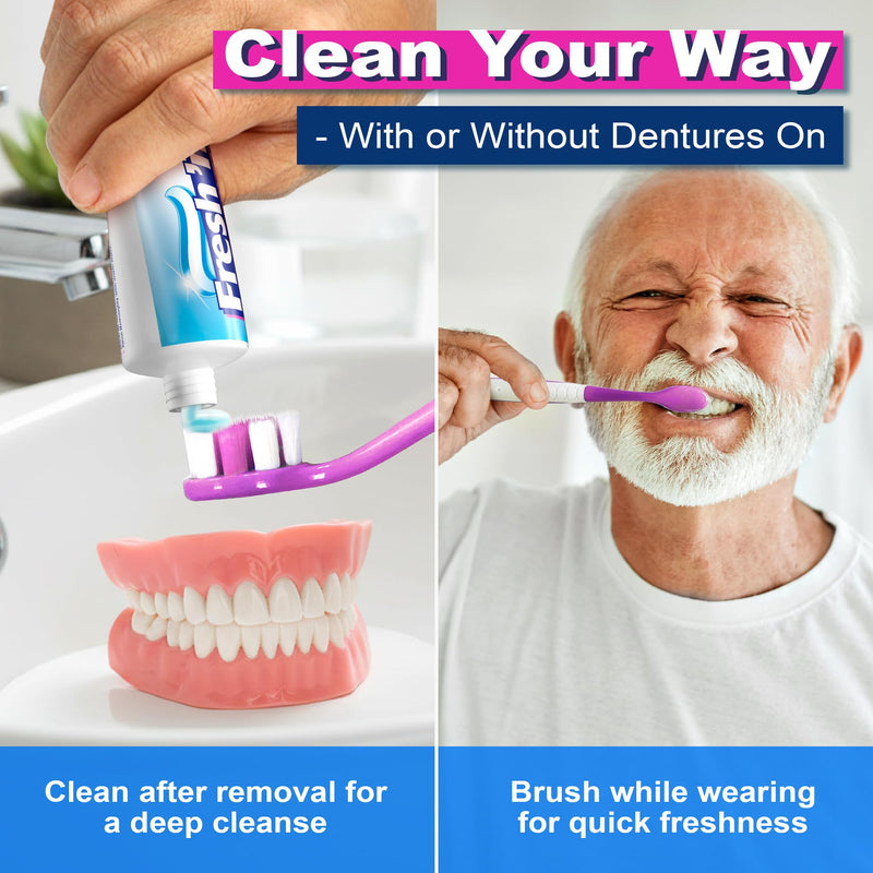 Fresh 'n Brite Denture Cleaner Paste, ADA Accepted Dual Action Formula for Fresh Breath & Gentle Care of Dentures, 1 Count (Pack of 6) 3.8 Ounce (Pack of 6)
