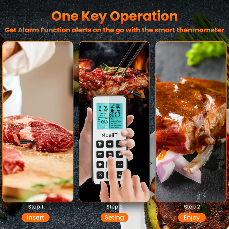 Wireless Meat Thermometer, 300FT Wireless Meat Thermometer Digital with Alarm Function for The Oven, Grill, Kitchen, BBQ, Smoker, Rotisserie