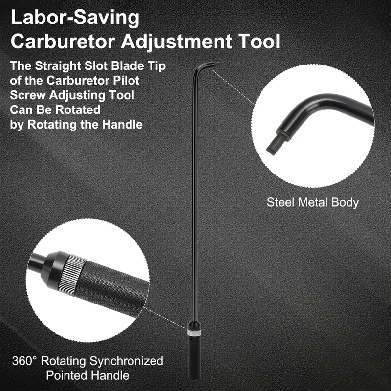 Pilot Screw Adjustment Tool - 16.34" Carburetor Repair Repair Tool - with 110 Degree Screwdriver - Aluminum Stainless Steel Body - 360° Rotating Handle - for Carb ATV UTV Snowmobile