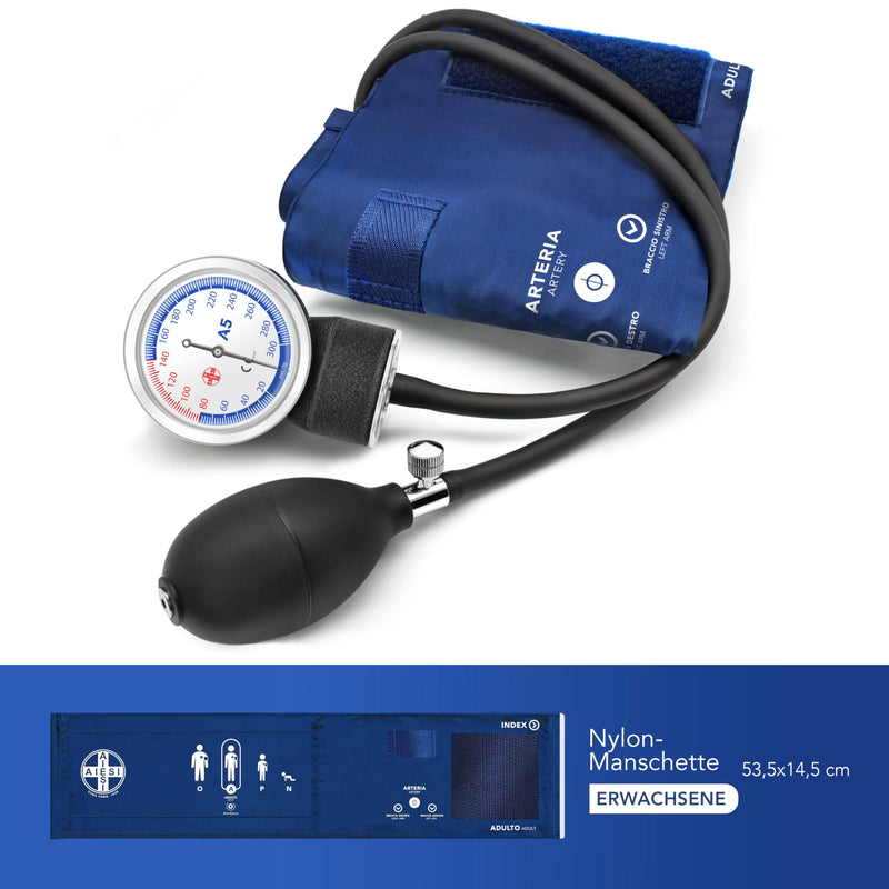 AIESI Professional Manual Aneroid Sphygmomanometer classic type for adults with stethoscope DOCTOR PRECISION - Arm blood pressure meter kit with phonendoscope