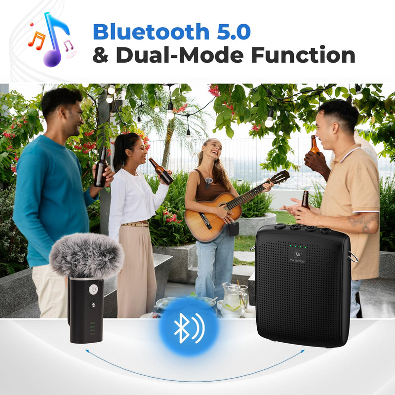 WinBridge WB006 Upgraded Wireless Voice Amplifier – Bluetooth Lapel Microphone with Speaker, Windproof Foam Compact & Portable, Clip-On Mic, Mini Megaphone for Teachers Presenters, Tour Guides WB006N_1