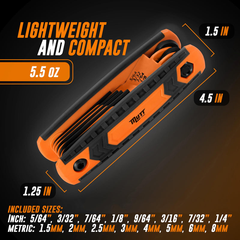 AMERICAN MUTT TOOLS 17pc Folding Allen Wrench Set – SAE and Metric Allen Key Set – Folding Hex Key Set, Allen Wrenches Sets, Metric Allen Wrenches Set, Hex Wrench Set, Llaves Allen Set, Hex Tool Set 17pc Folding Hex Key Set